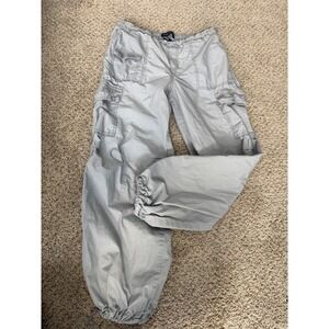Aeropostale Gray Parachute Cargo Pants Cotton Drawstring Jogger Pockets size S